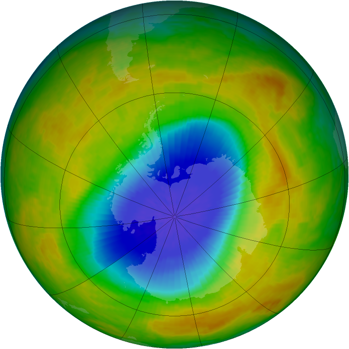 Antarctic ozone map for 15 October 2002